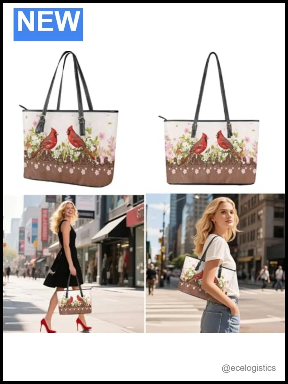 PU Leather 3-Piece Handbag Set Tote with Wallet & Makeup Bag Top-Handle